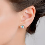 Pansy Stud Earrings in Silver & Turquoise