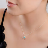 Pansy Flower Necklace in Silver and Turquoise