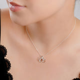 Pansy Flower Necklace in Silver and Cognac Amber