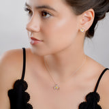 Pansy Flower Necklace in Silver and Yellow Amber