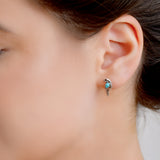Parrot Stud Earrings in Silver and Turquoise