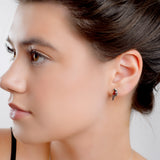 Parrot Stud Earrings in Silver and Cognac Amber