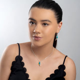 Tropical Macaw Parrot Necklace in Silver, Turquoise and Yellow Amber