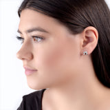 Paw Print Stud Earrings in Silver and Amber