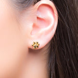 Paw Print Stud Earrings in Silver with 24ct Gold