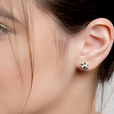 Paw Print Stud Earrings in Silver