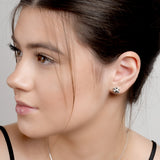 Paw Print Stud Earrings in Silver