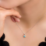 Paw Print Necklace in Silver and Turquoise