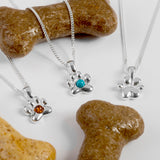 Paw Print Necklace in Silver and Amber