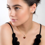 Paw Print Necklace in Silver and Amber