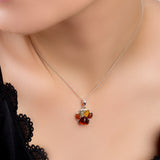 Paw Print Necklace in Silver and Amber