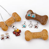 Paw Print Stud Earrings in Silver and Turquoise