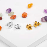 Paw Print Stud Earrings in Silver with 24ct Gold