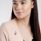 Peacock Feather Brooch in Silver and Amber