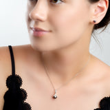 Natural Cultured Black Pearl Necklace in Silver