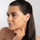 Elegant Stud Earrings in Silver and Pearl