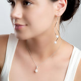 Natural Cultured White Pearl Necklace in Silver