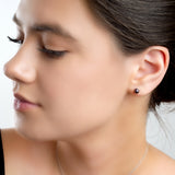 Minimal Small Round Stud Earrings in Silver and Black Pearl