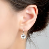 White Poppy Hook Earrings in Silver