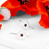 White Poppy Hook Earrings in Silver