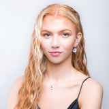 Poppy Flower Drop Earrings in Silver and Garnet