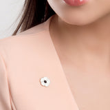 White Peace Poppy Pin in Silver