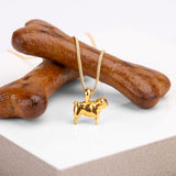 Miniature Pug Dog Necklace in Silver with 24ct Gold