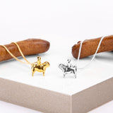 Miniature Pug Dog Necklace in Silver with 24ct Gold