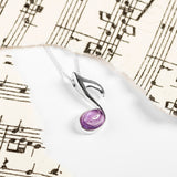 Quaver Music Note Necklace in Silver and Amethyst