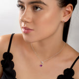 Quaver Music Note Necklace in Silver and Amethyst