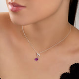 Quaver Music Note Necklace in Silver and Amethyst