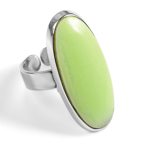 Lemon Chrysoprase Adjustable Ring - Natural Designer Gemstone