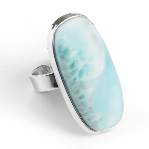 Sublime Larimar Adjustable Statement Ring - Natural Designer Gemstone