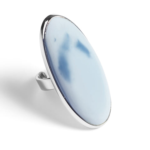 Tranquil Blue Opal Adjustable Statement Ring - Natural Designer Gemstone