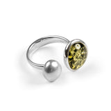 Open Double Pebble Ring in Silver and Cognac Amber