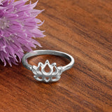 Lotus Flower Ring in Silver