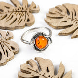 Snake Ring in Silver and Amber