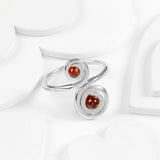 Spiral Design Ring in Silver and Cognac Amber