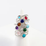 Round Charm Bead Ring in Silver and Garnet
