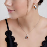 Small Robin Necklace in Silver and Amber