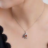 Small Robin Necklace in Silver and Amber