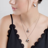 Large Robin Necklace in Silver and Amber