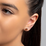 Rope Edge Stud Earrings in Silver and Cognac Amber