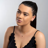 Round Charm Necklace in Silver and Cognac Amber