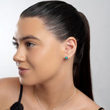 Rope Edge Stud Earrings in Silver and Turquoise