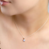 Round Charm Necklace in Silver and Blue Lace Agate