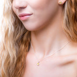 Round Charm Necklace in Silver and Citrine