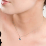 Round Charm Necklace in Silver and Labradorite