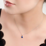 Round Charm Necklace in Silver and Lapis Lazuli