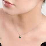 Round Charm Necklace in Silver and Malachite
